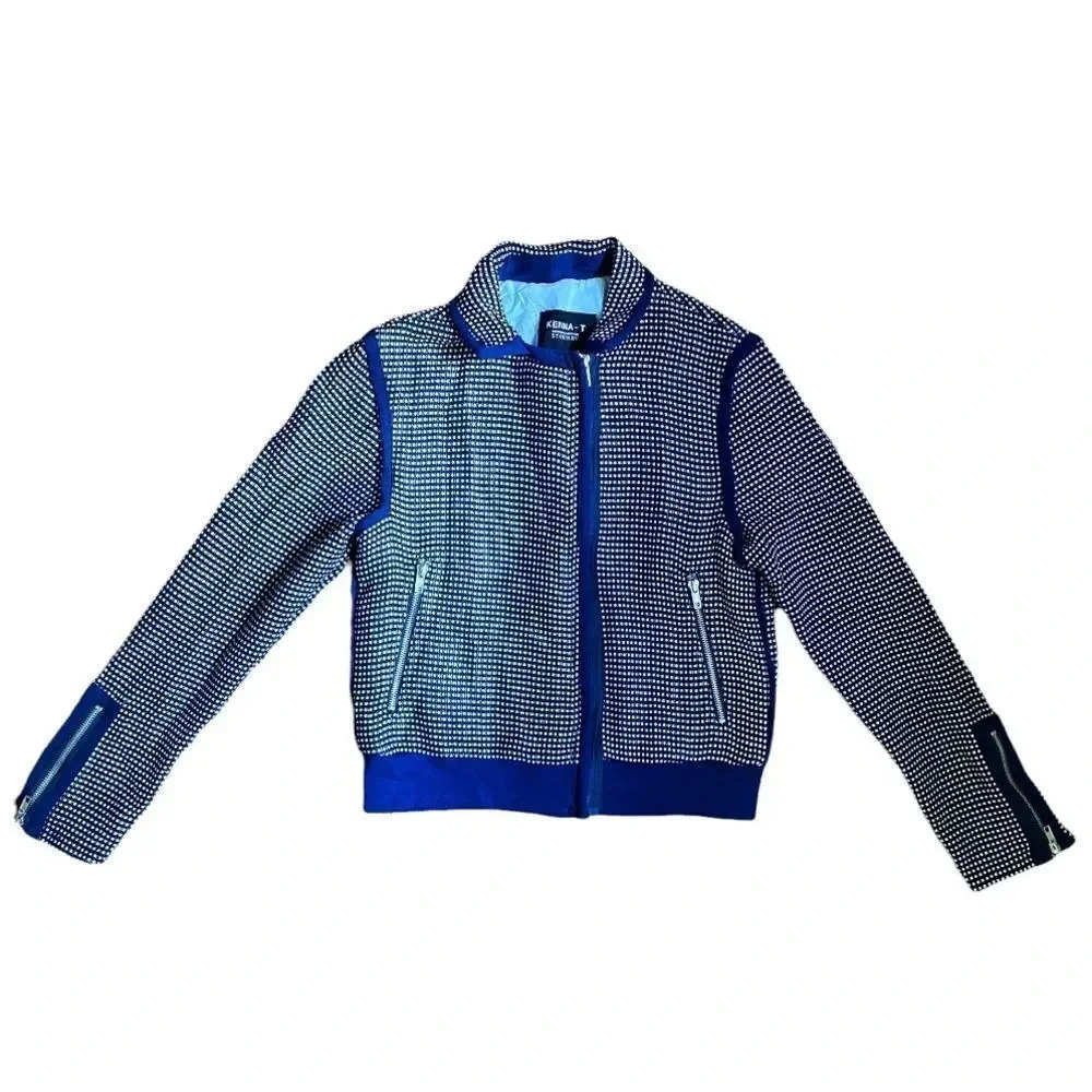 Kenna-T | Blue and White Bomber Jacket (M)